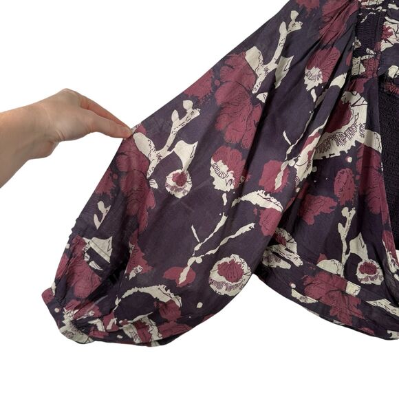 Cleobella Free People Valencia Wrap Top Purple Floral Boho NEW Womens Medium - Picture 3 of 8
